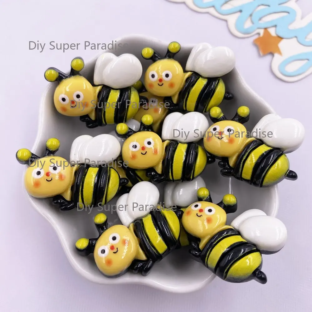 10PCS Painted Resin Kawaii Colorful Cartoon Animal Honeybee Flatback Stone Figurines Scrapbook DIY Decor Home Accessories Crafts