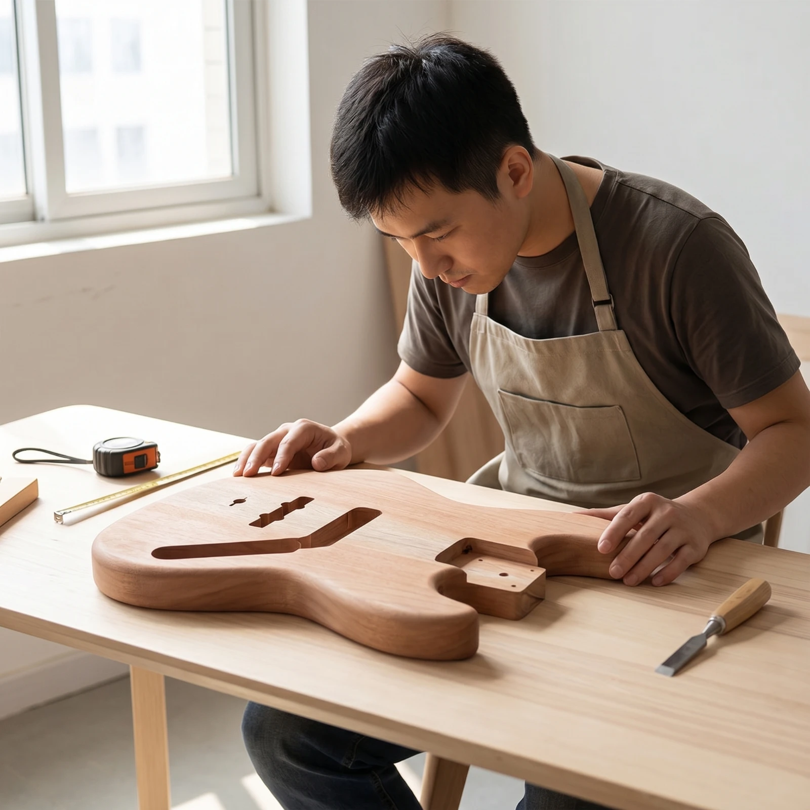 Guitar Body with Pre-Routed Cavities Matte Electric Guitar Body Blank Lumber Lightweight Predrilled for Luthier, Workshop - view 6