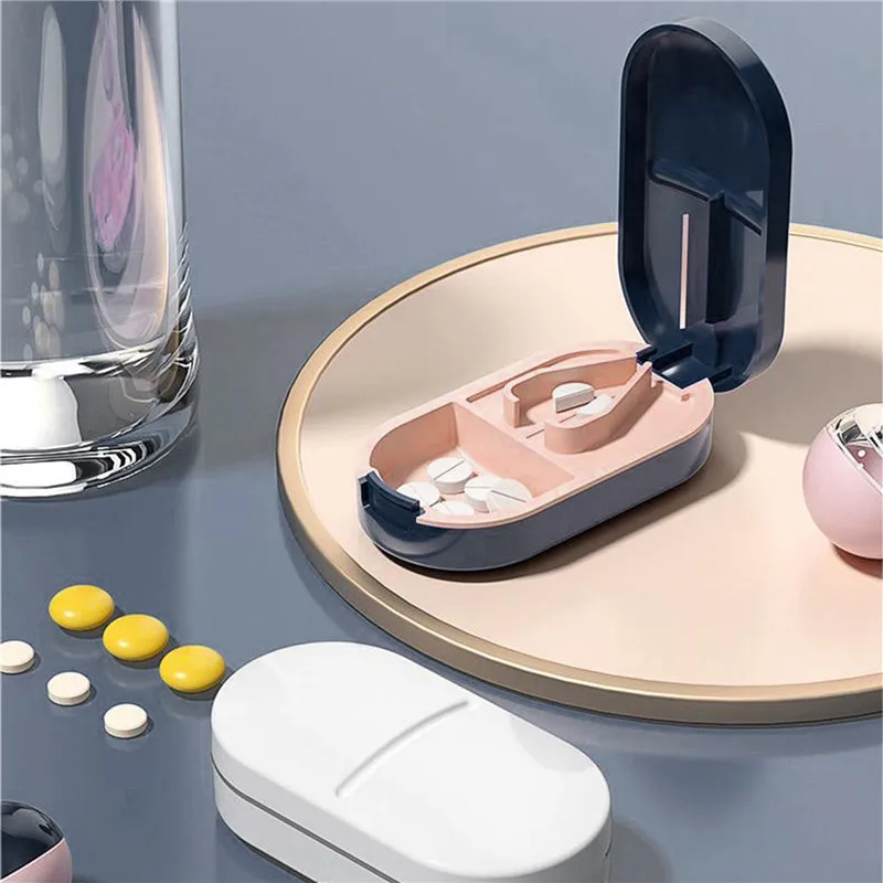 Travel Pill Organizer Portable Pill Cutter Splitter Divide Medicine Storage Tablet Splitter Cut Slicer Home Pill Cases Dispenser