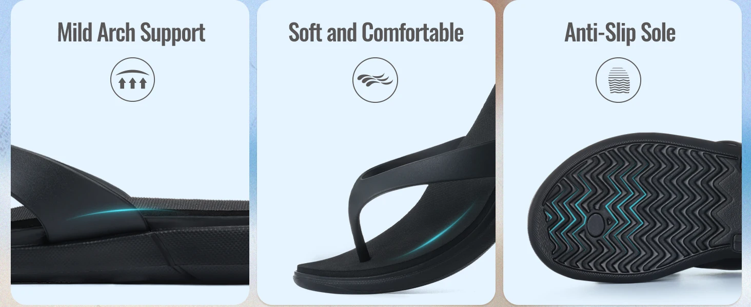 Comwarm Anti-Rutsch-Hausschuhe für Damen, Freizeit-Flip-Flops, bequeme, leichte Zehenstegsandalen, Sommer-Strand-Walking-Slides – Detail 4
