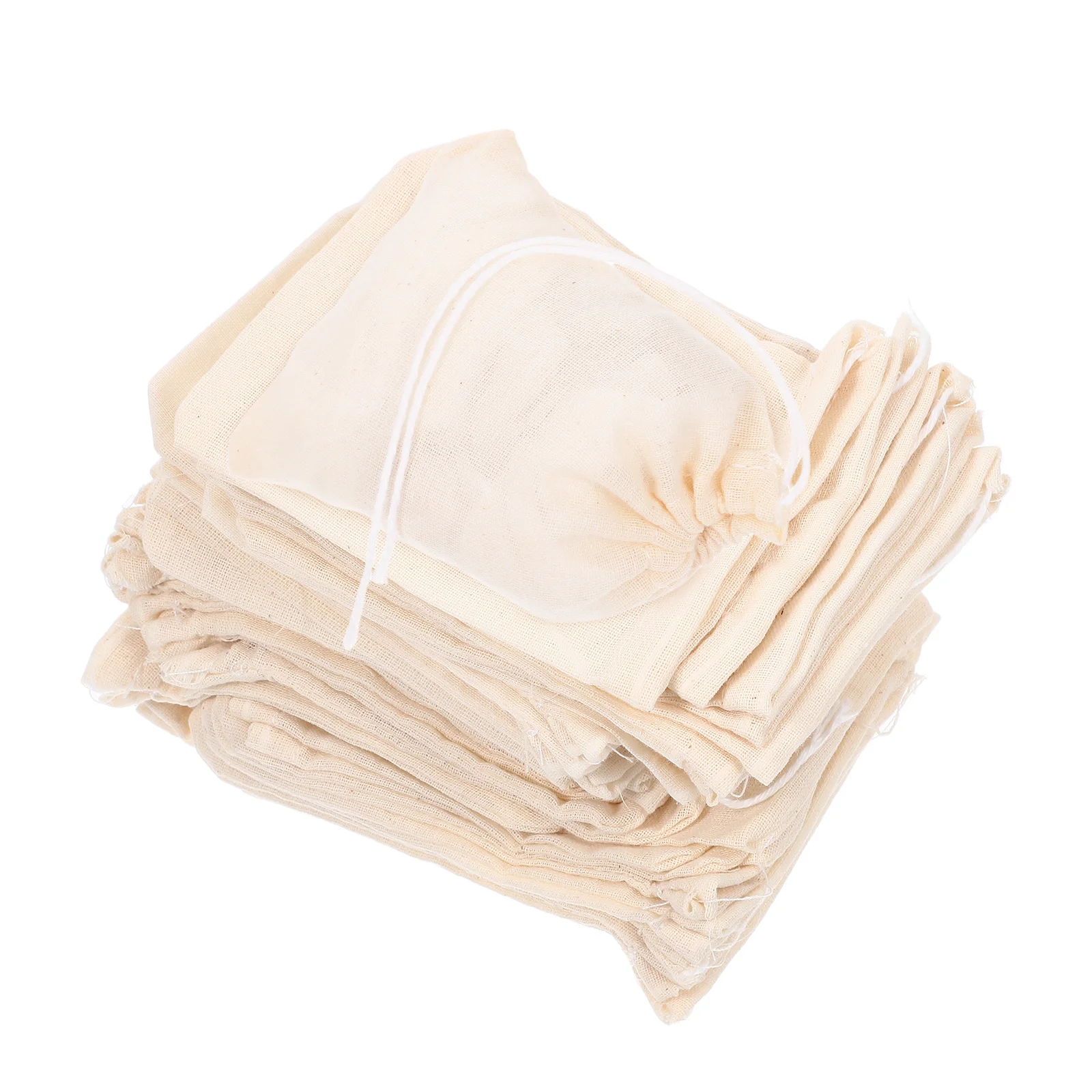 

60pcs Herbal Decoction Bags Cotton Drawstring Pouch Reusable Muslin Filter For Tea Herb Soup Cooking Strain Sachet Home Kitchen