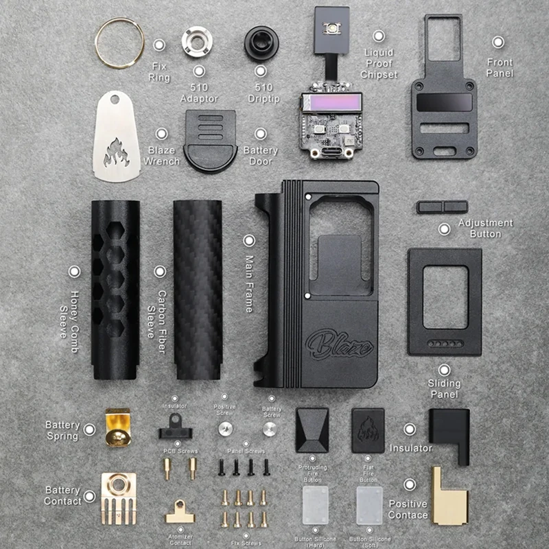 الأصلي ThunderHead Creations Blaze AIO Boro Mod 5-88W شاشة OLED السائل والدليل 510 شرائح ميكانيكية كاملة Vape Mod #5