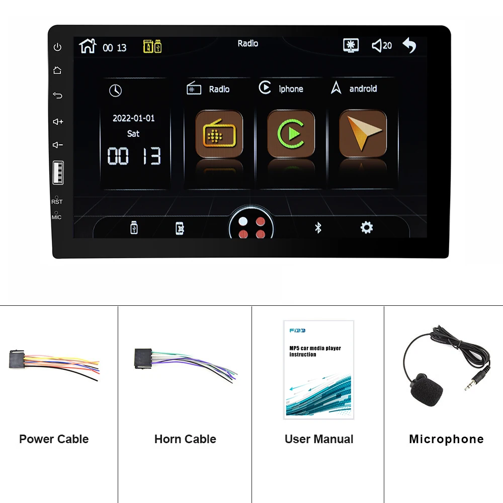 Leekooluu 1 Din Auto Radio 9 "Hd Touch Screen Autoradio Multimedia Speler Auto Stereo Mp5 Fm Bluetooth Usb Carplay /Android Auto