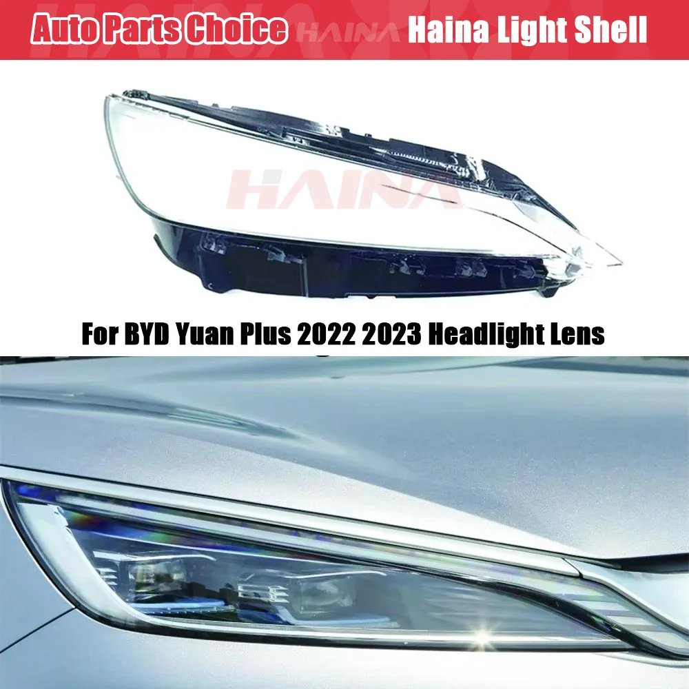 

For BYD Yuan Plus 2022 2023 Front Car Protective Headlight Glass Lens Cover Shade Shell Auto Transparent Light Housing Lamp Caps