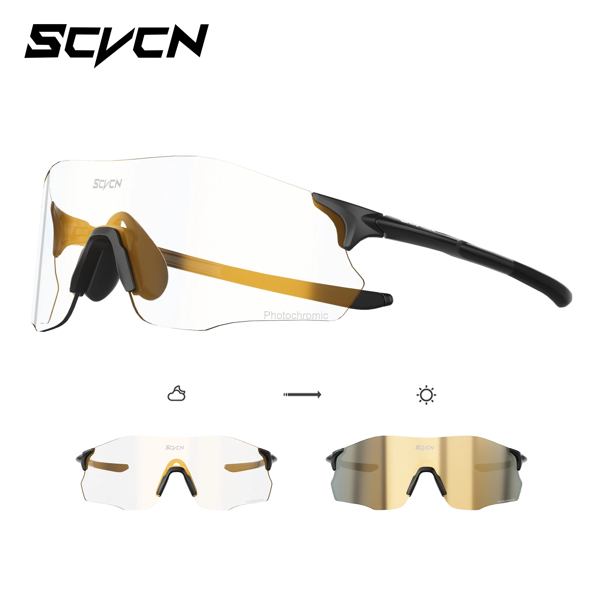 

SCVCN Photochromic Rimless Sunglasses for Man Cycling Glasses Driving Eyewear Women Mountain Bike Outdoor Sport Goggles UV400