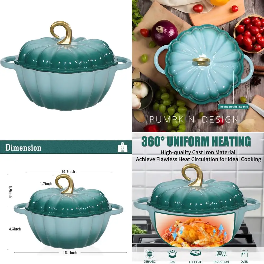 

Эмалированная чугунная голландская духовка емкостью 4,5 литра — большой суповый горшок, служит 3-5 человек, идеально подходит для праздника и декора