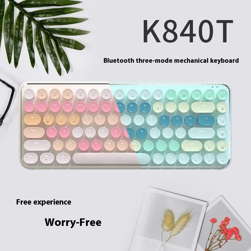 Blueteetch Wireless Keyboard Ergonomic Lightweight Colorful Keyboard  Custom Girl Gift Girl Keyboard For Office Laptop Computer