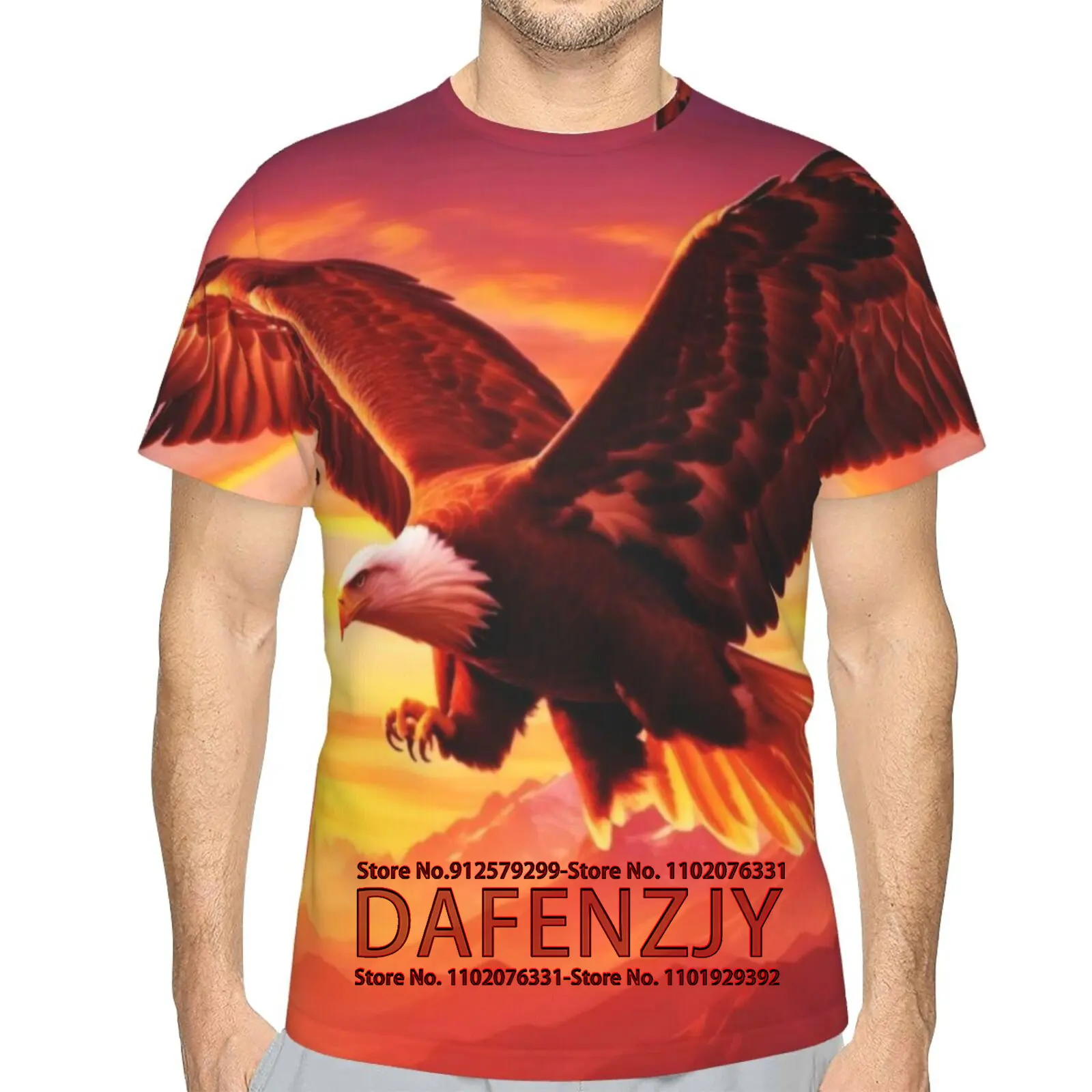 Men's Bald Eagle T-Shirt Summer Short Sleeve Tees Tops Animal Theme Shirts Realistic Graphic Shirt