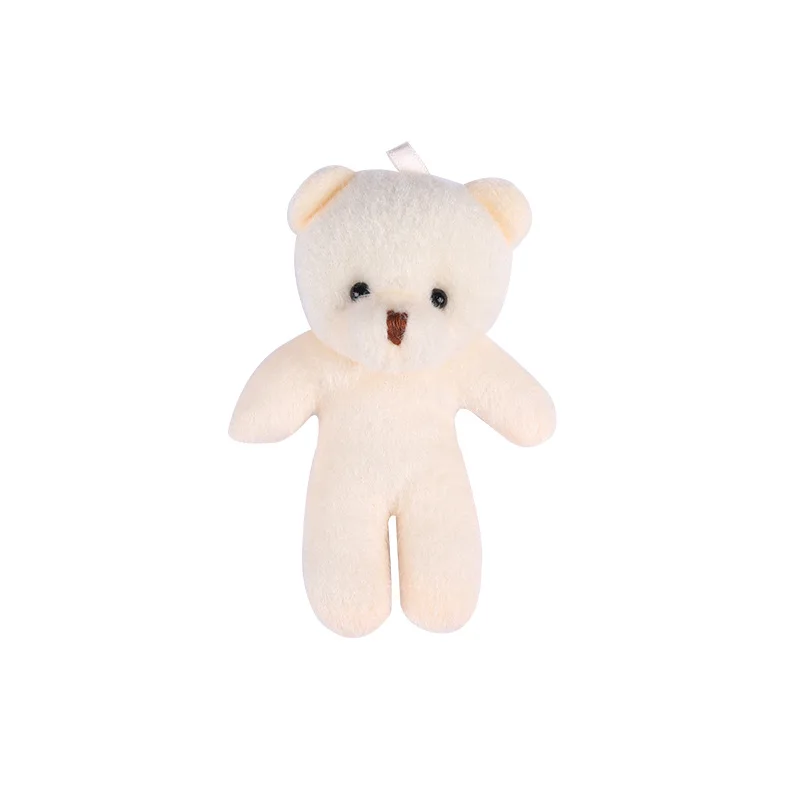 10cm 100pcs Wholesale Teddy Bear White Plush Keychain Bag Pendant Beige