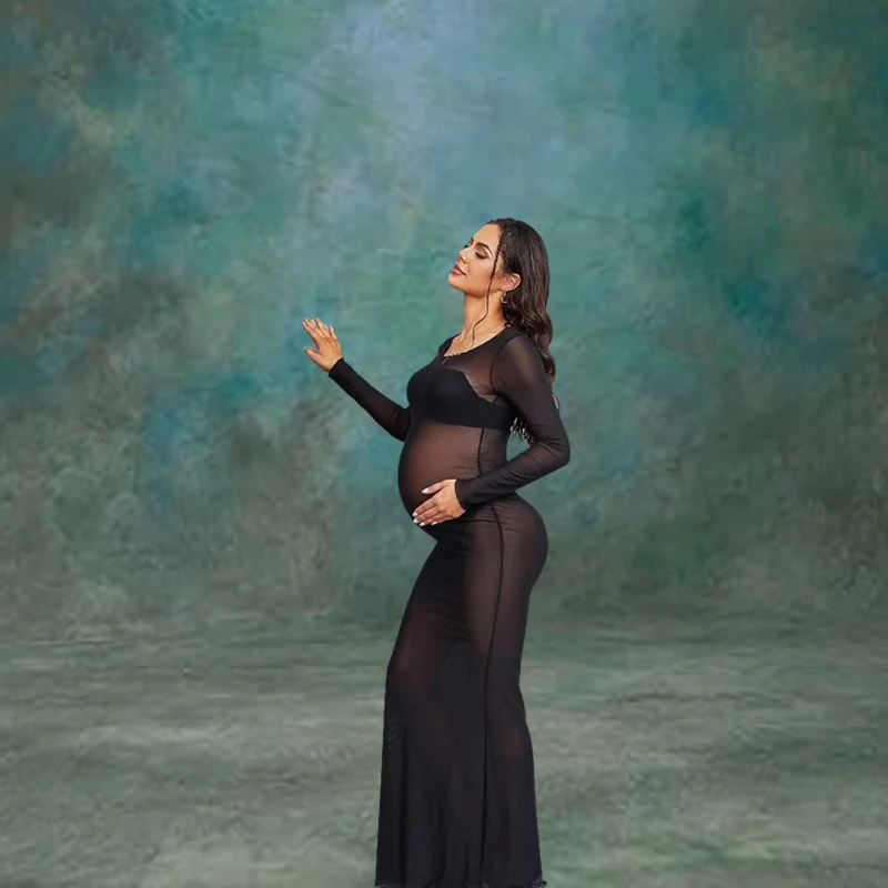 فستان ماكسي للأمهات، فستان شفاف لحفلات استقبال المولود الجديد، فستان قابل للتمدد لالتقاط الصور فيستدو ماتميناد فوتوغرافي دي فيتيمنتس دي ماتينتي #2