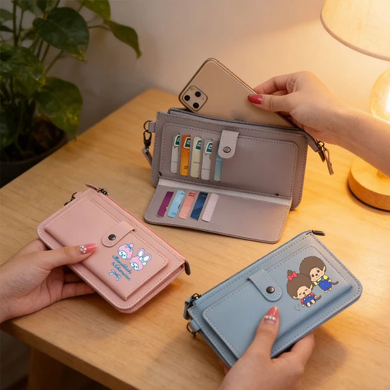 

Monchhichi Wallet Women Kawaii Long Wallets Card Wallet Coin Purse Cute Card Holder Money Bags Female Coin Purse Birthday Gift