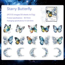 30 PCs Butterfly Flower Themed DIY Decorative Stickers Pack Decorative Stickers For Scrapbook Label Diary Album Planner