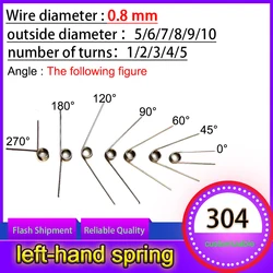 5PCS Wire diameter 0.8mm Left Rotation Spring left Torsion Spring Return And Reset V-shaped Spring laps1/2/3/4/5lap 304SUS