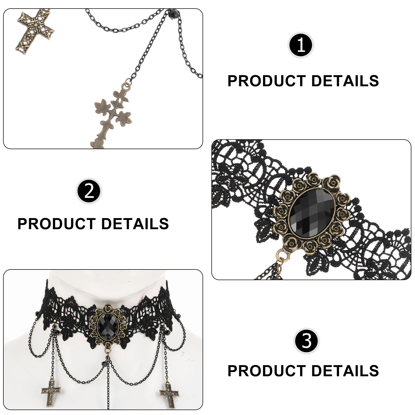 

Vintage Lace Choker Collar for Women Girls Elegant Retro Style Necklace Comfortable Fit Suitable for Wedding Halloween Gothic