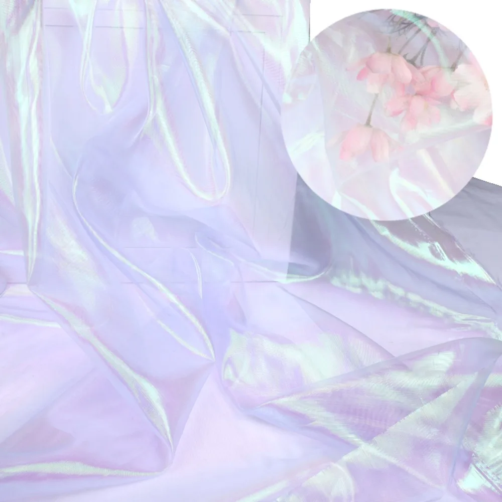 Iridescent Liquid Tulle Transparent Thin Soft Tulle Designer Fabric Wedding Dress Cloth