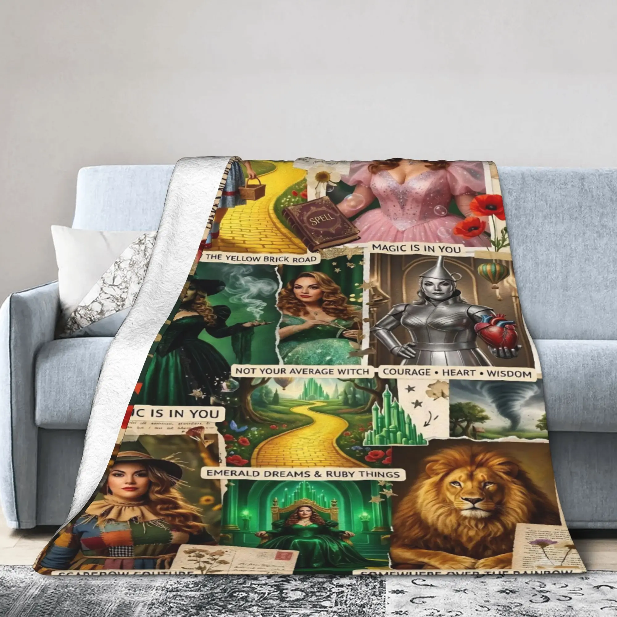 Wizards of Ozs Movie Blanket Cover Cowardly Dorothy Tin Toto Plush Throw Blanket Summer Air Conditioning Soft Warm Bedspreads