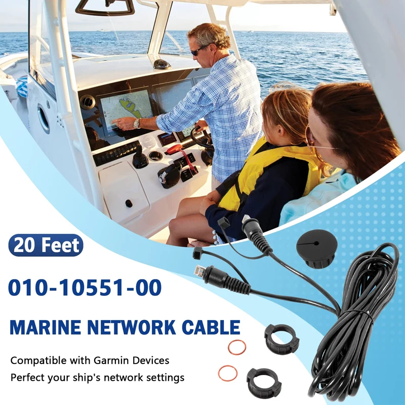 010-10551-00 Marine Network Cable 20 Feet with Split Connector and Waterproof Cap for Marine RJ45 , Garmin Devices GMS 10 Cable