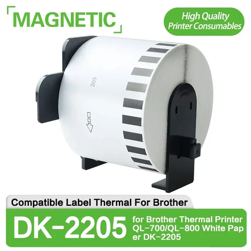 1/3/5 Rolls Brother Compatible DK-22205 Label 62mm*30.48Meter Continuous for Thermal Printer QL-700/QL-800 White Paper DK-2205