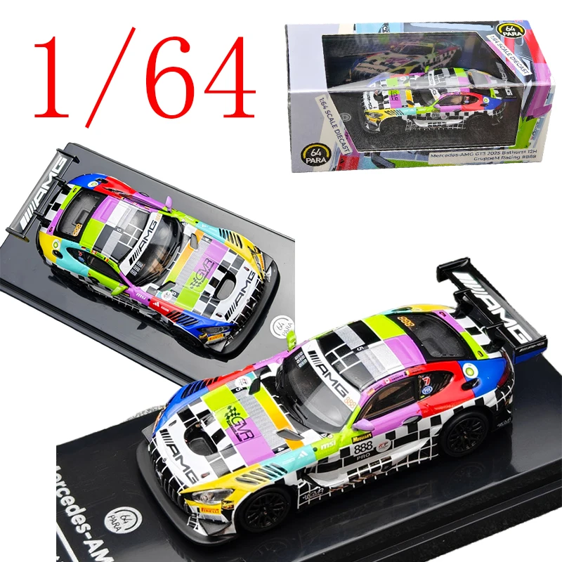 

PARA Diecast 1/64 Scale Benz Alloy Model Cars Benz AMG GT3 2025 Bathurst 12H #888 Play Vehicles Toys for Boys Gift Original Box