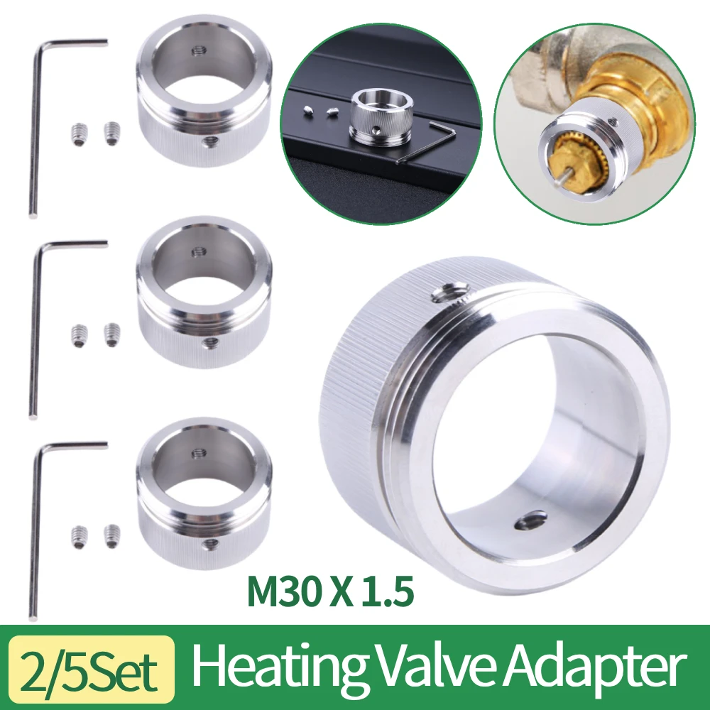 2/5Set Heating Valve Adapter 304 Stainless Steel Radiator Valve Thermostat Head With Strips M30x1.5 Radiator Thermostat Adapter