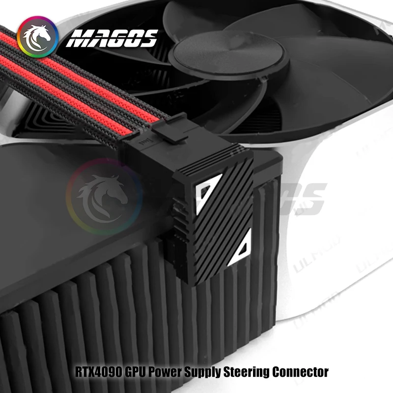 RTX4090 PSU 12VHPWR Adapter GPU Steering Connector 16Pin 16P ATX3.0 600W Elbow 12+4Pin Wiring Artifact Black/Silver
