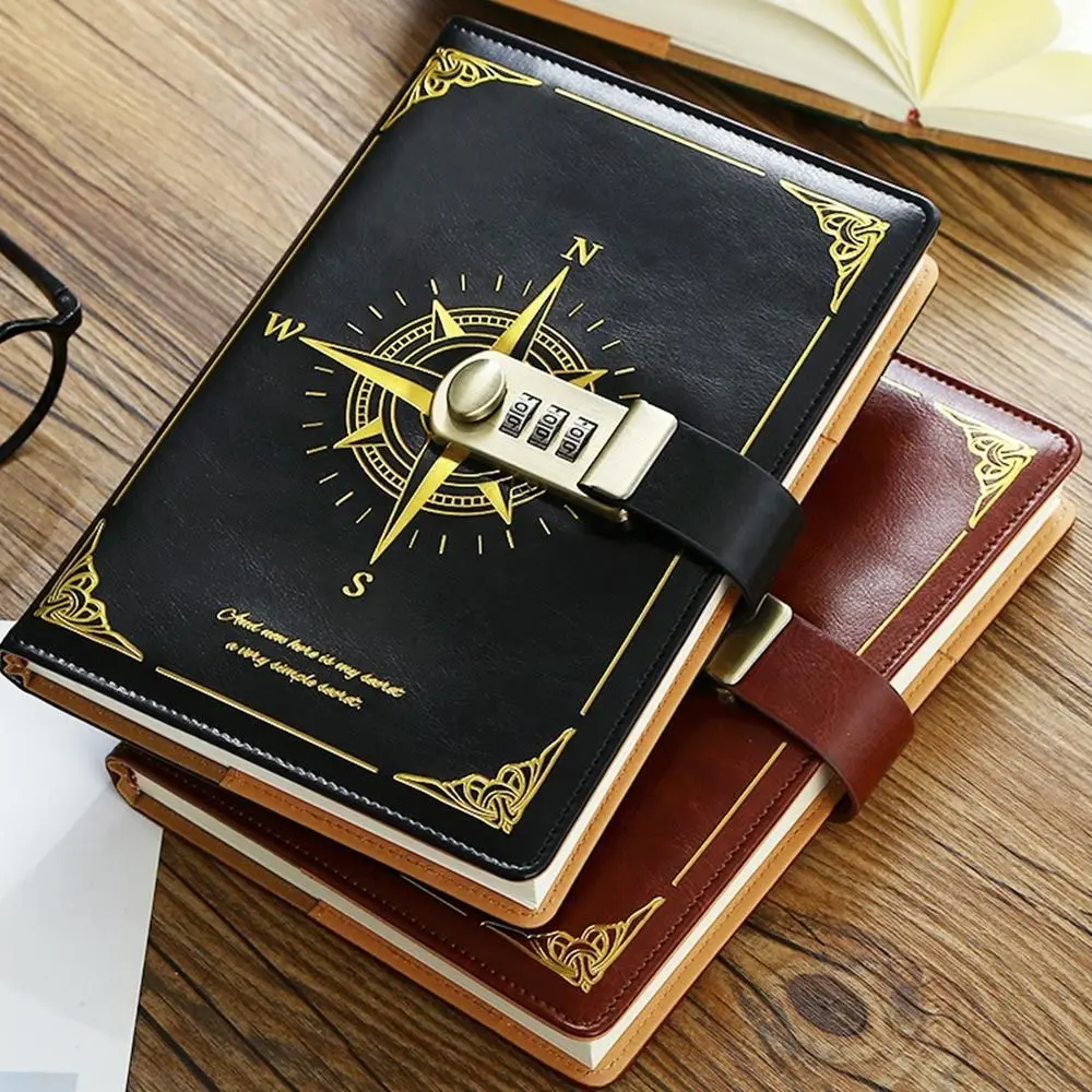 High Quality Thickened A5 Notebook PU Leather With Lock Notepad Agenda Book School Office