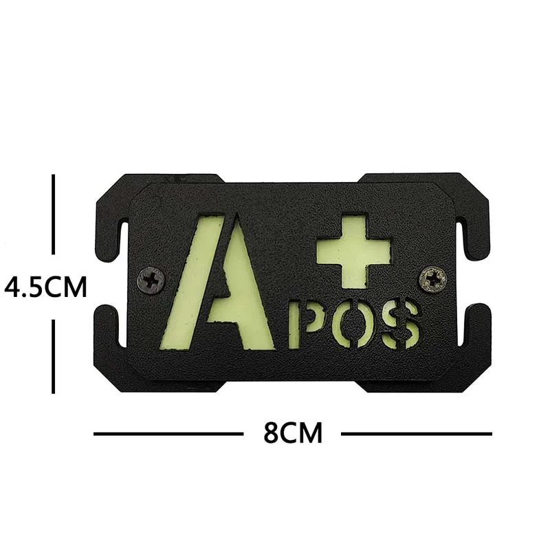 Blood Type Luminous Badge Molle Identify Tactical Patches,Equipment Attachment Applique Glow in night for Backpack,Helmet