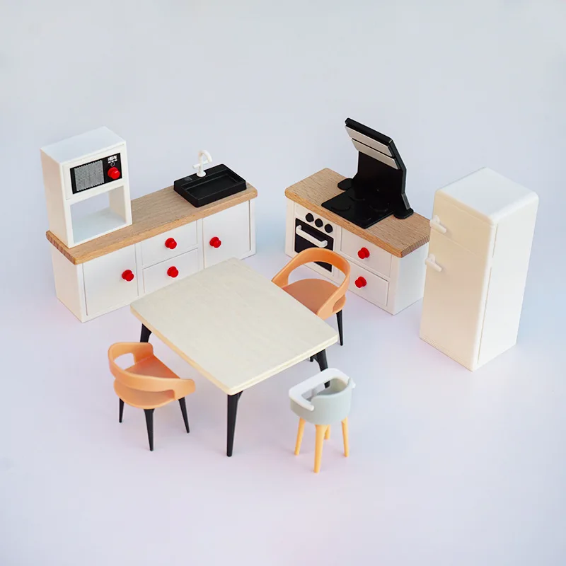 Dollhouse Cabinets Integrated Stove Furniture Kitchen Scene 1:12 Miniature Decorations Play House Simulation Home Decoration