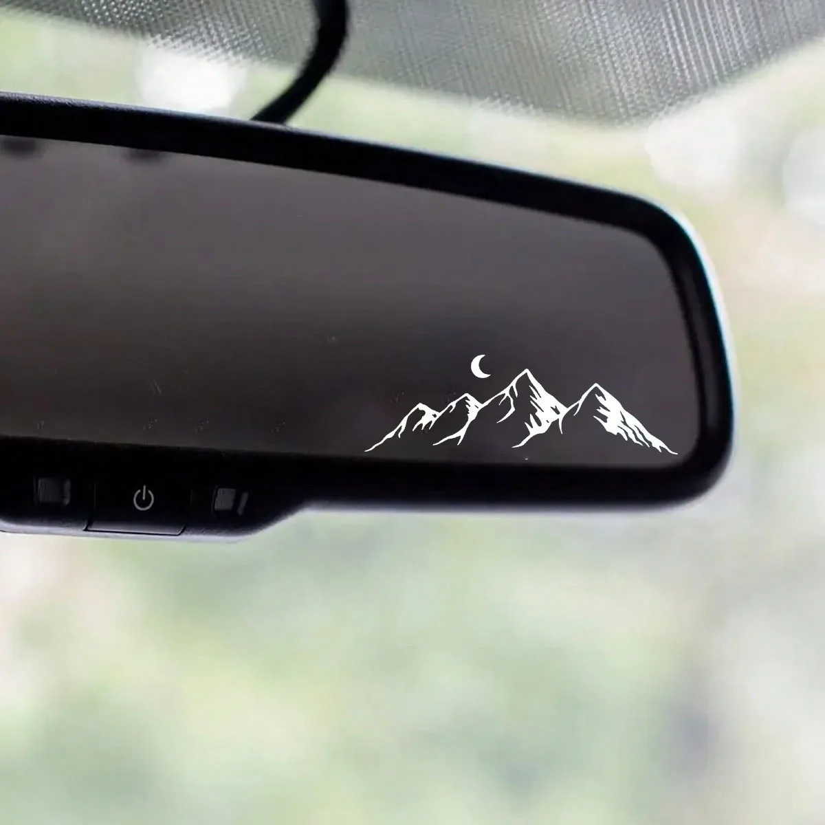 Pegatinas personalizadas para coche con montañas, ríos y lunas brillantes, calcomanías para ventana de coche con paisajes naturales, decoración para espejo retrovisor de coche