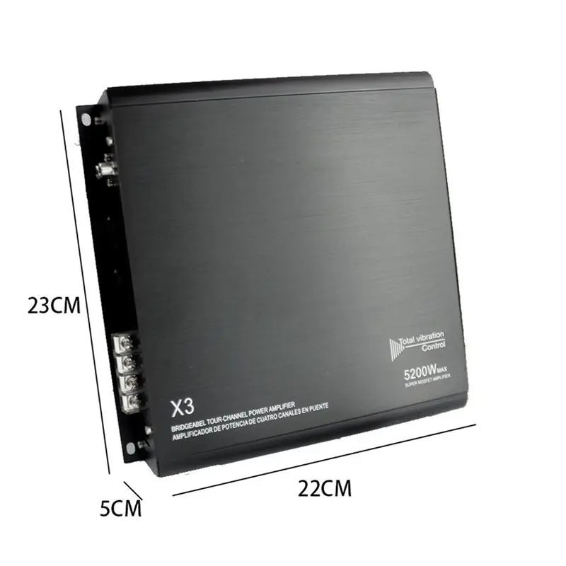 ABMF-Amplificador de potencia para coche, amplificador de Audio para coche de 2 canales, amplificador de alta potencia de 5200W, amplificador de Audio de aluminio bidireccional para coche