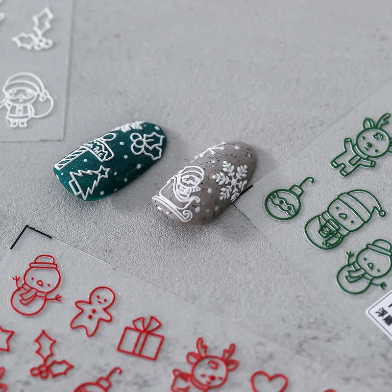 

Premium 5D Relief Nail Art Stickers Self Adhesive Christmas Party Design Durable Glossy Finish for Women Holiday Nail Decor