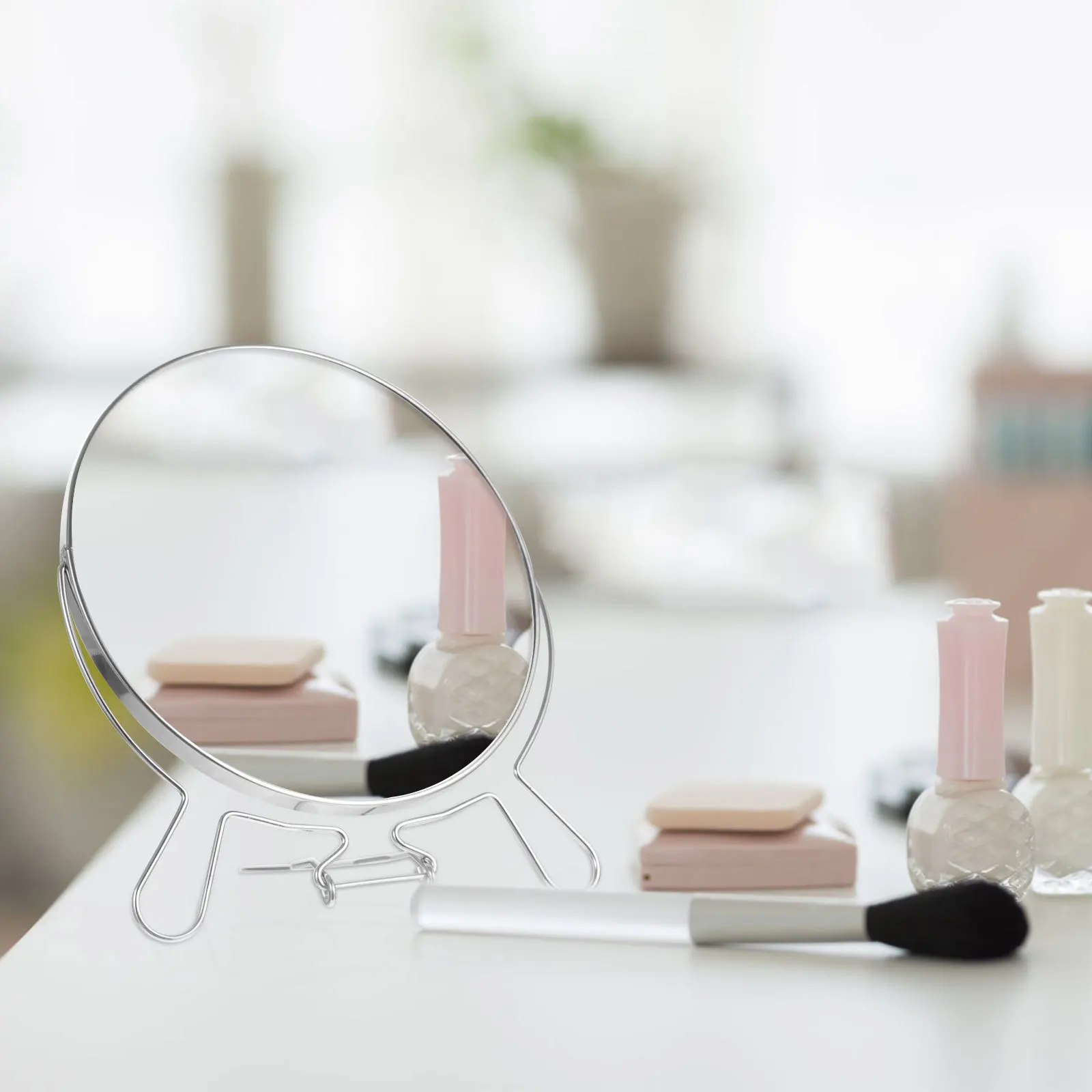 8 Inch Metal Makeup Mirror Adjustable Rotating Vanity Mirror Clear No Distortion Perfect for Bedroom Desk Countertop