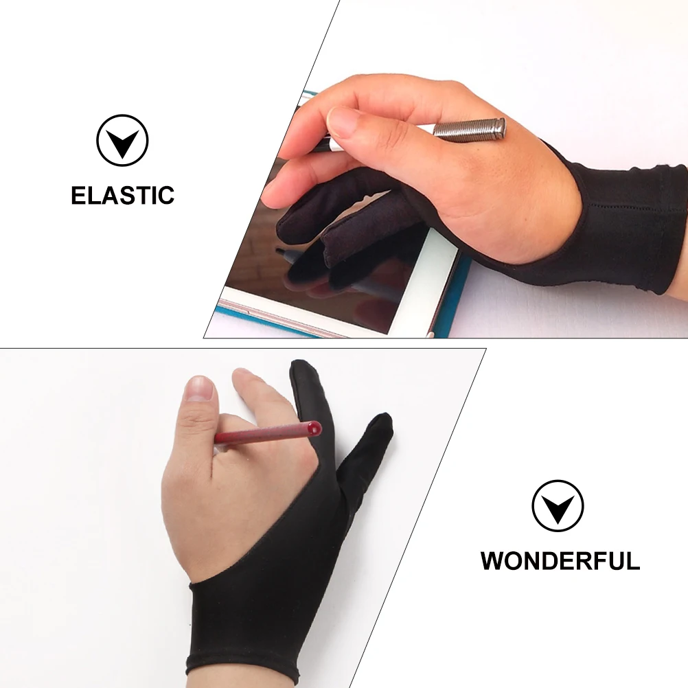 

6 Pcs Two Finger Gloves Double Layer Tablet Drawing Comfortable Anti Mish Fingers Breathing Elastic Sketching Inking