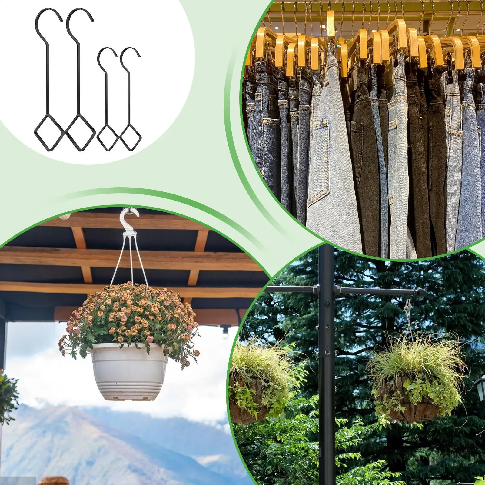 Hanger For Plants Metal Extension Hooks For Plants Home Decoration 4 Pieces Flower Organizer Accessory For Outdoor Lights Garden