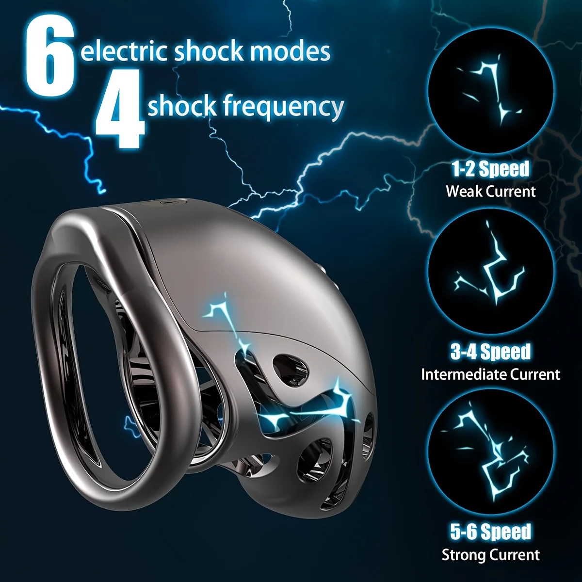 Electric Shock Male Chastity Cage Device Rooster Cage for Men Penis Lock Abstinence Bondage Chastity Lock Adult Erotic Sex Toys view 3