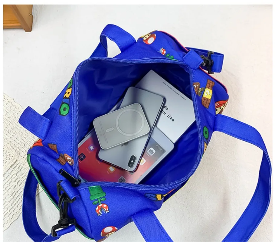 New Super Mario Bros Kids Handbags Princess Peach Crossbody Bag Cartoon Anime Character Motif Print Portable Large Capacity Bags