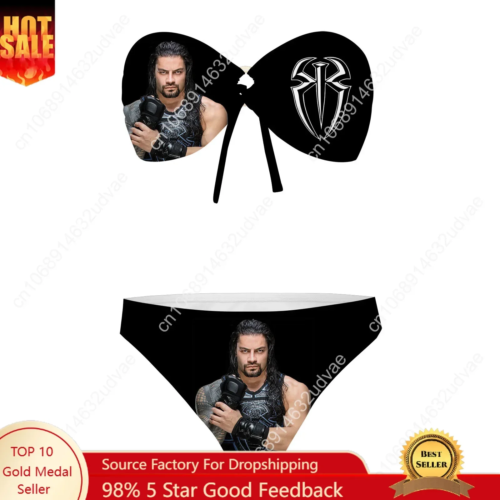 CAVETOWN Strapless Swimsuit Womens Bathing Suits Personalized Fashion Swimwear Pool Party Sexy Bikini Customize Beachwear