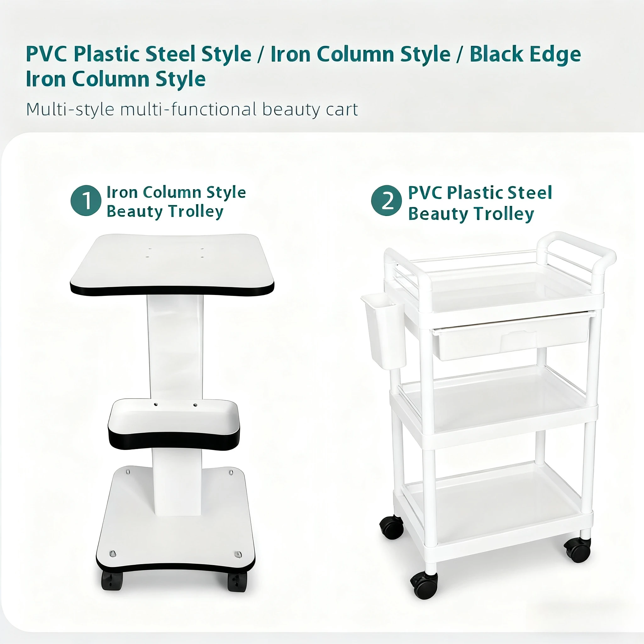 다기능 뷰티 카트 – 고품질 목재 및 금속, 조용한 유니버설 휠, 88.18파운드 용량, 살롱 및 스파에 이상적