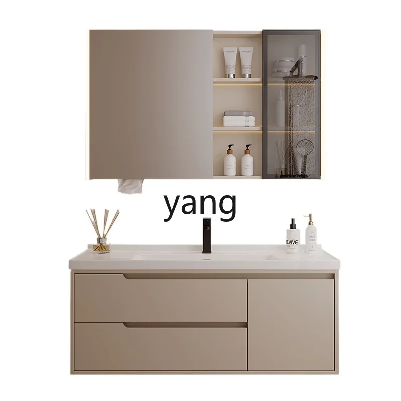 

LMM cream wind bathroom cabinet integrated basin ceramic washbasin toilet combination washbasin