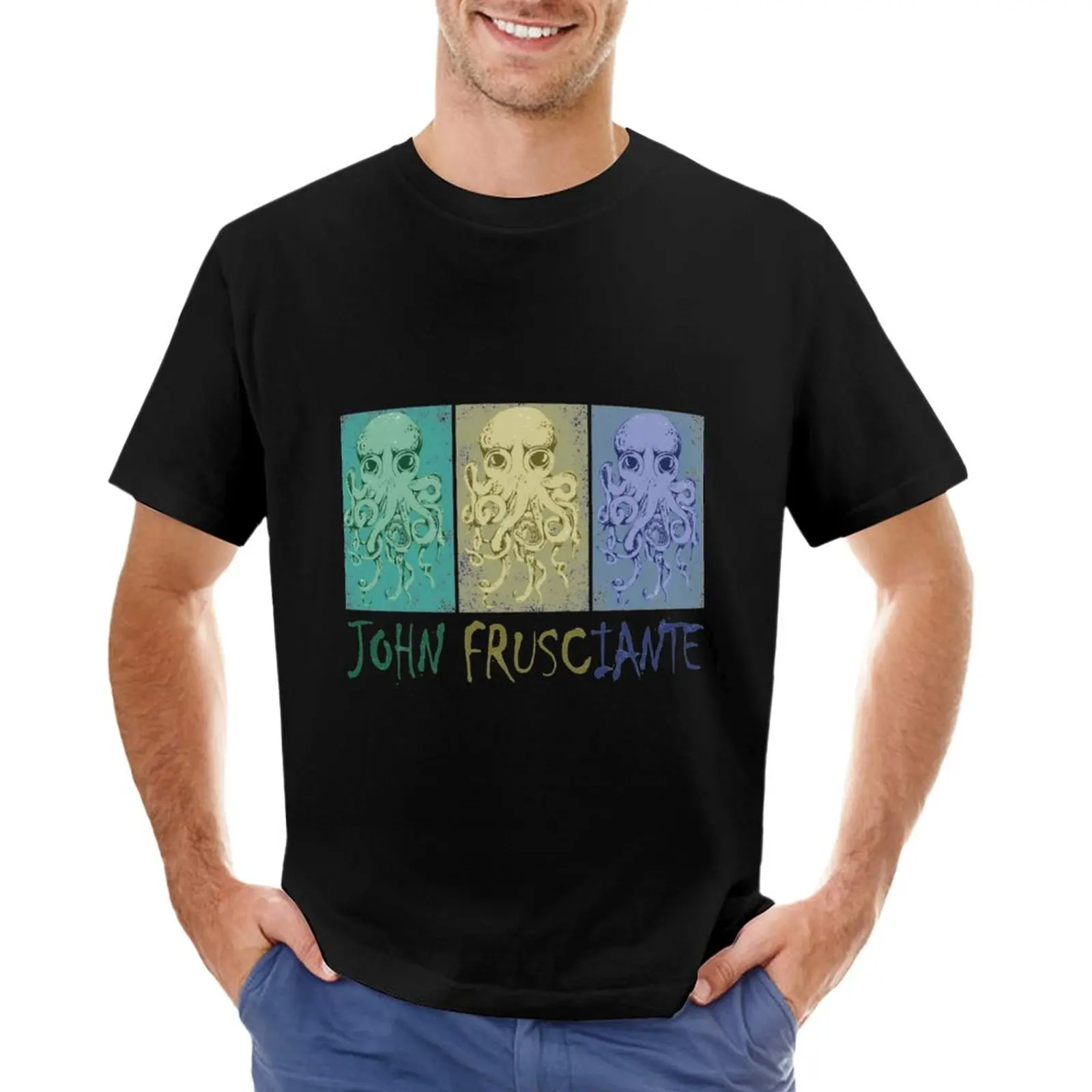 

John Frusciante Octopus 3 Tryptich T-Shirt Blouse anime heavy weight t shirts for men