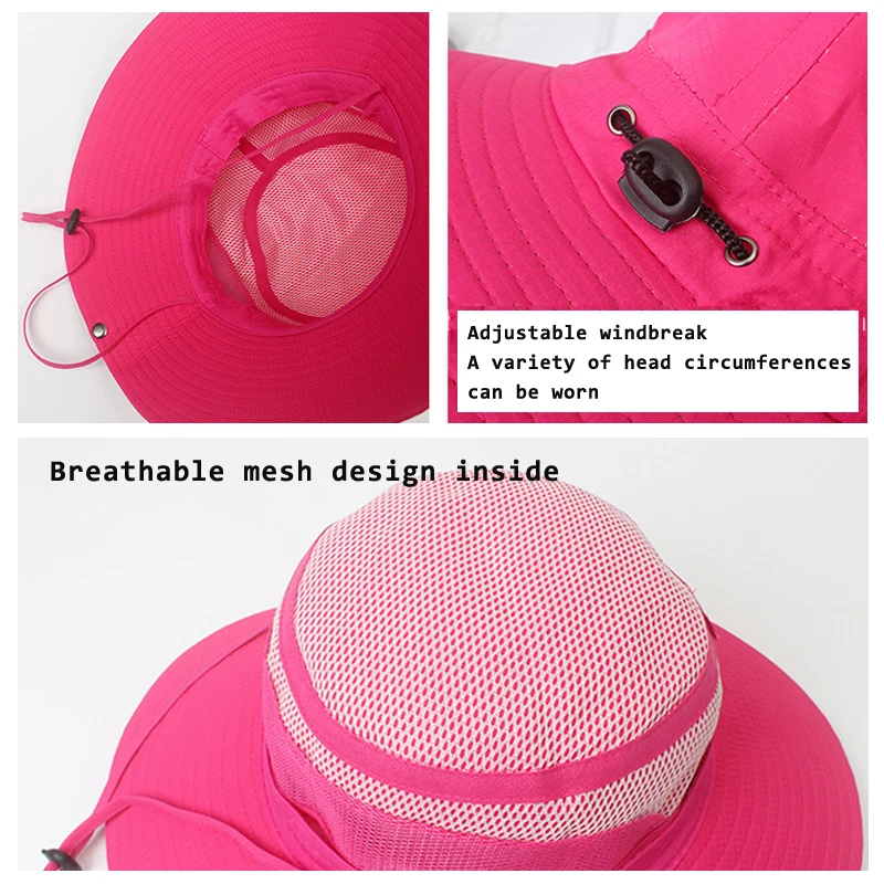 Summer UV Protection Sun Hat Unisex Breathable Mesh Fisherman Hats Travel Multifunction Portable and Foldable Big Brim Beach Cap