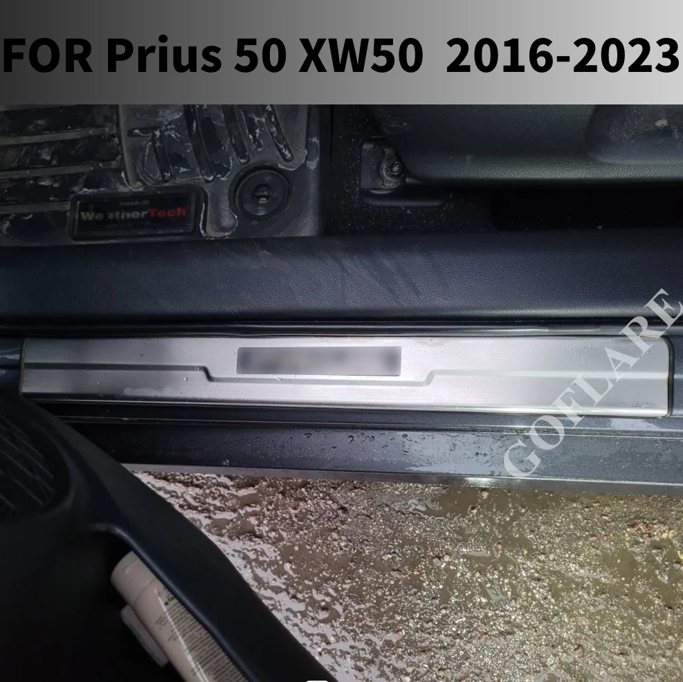 Car Accessories For Toyota Prius 50 XW50 2016-2020 2023 LED Door Sill Scuff Plate Protector Sills Welcome Pedal Cover Sticker