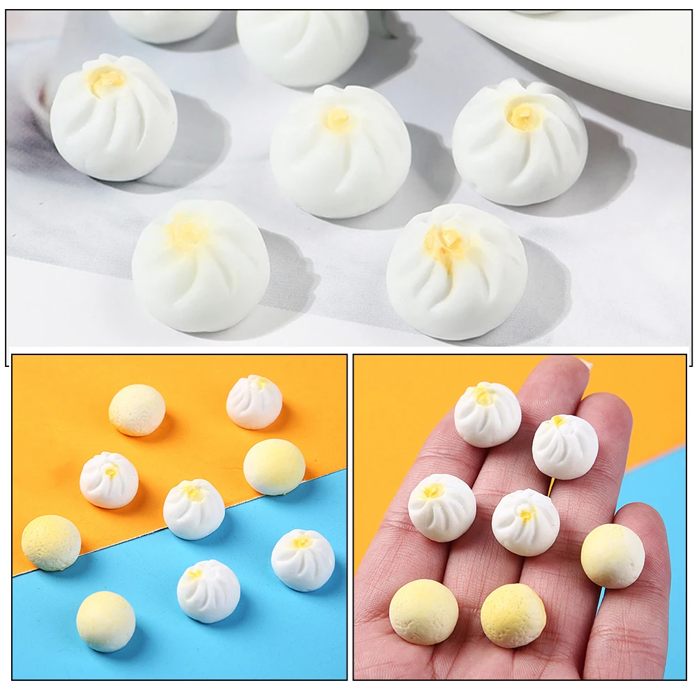

24pcs Miniature Steamed Buns Artificial Food Simulation Tiny Decor Crafts Realistic Resin Model Photo Props Educational Toy