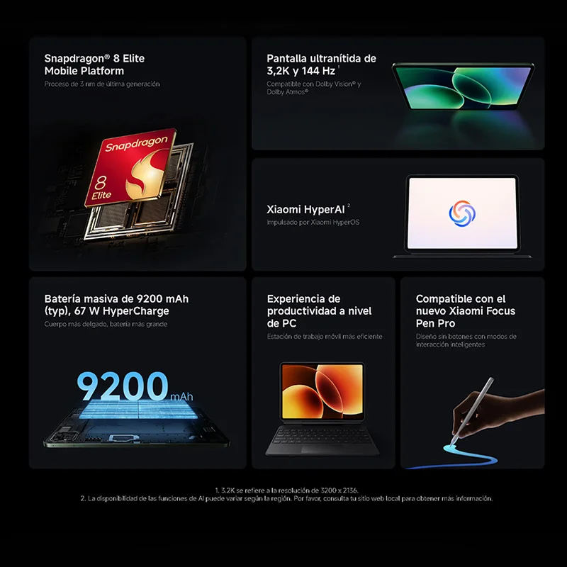 Xiaomi Pad 8 Pro,Wi-Fi,tableta,11.2″,Snapdragon® 8 Elite,50 MP Cámara,9200 mAh,IPv6 3