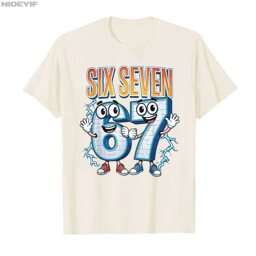67 Brainrot الإيطالية ميمي مضحك 67 الاطفال زي ستة سبعة 6-7 تي شيرت للرجال النساء 100% القطن تي شيرت قصيرة الأكمام بلايز P545