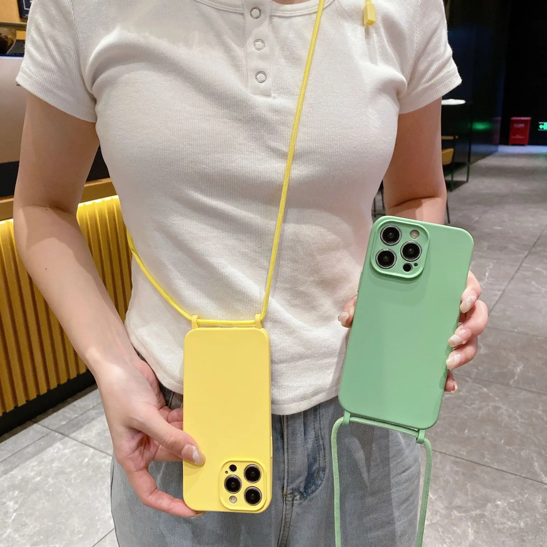 ينطبق على iphone16pro الحبل حالة الهاتف المحمول crossbody xs حالة السائل 7p سيليكون xr أبل شامل 11 #3