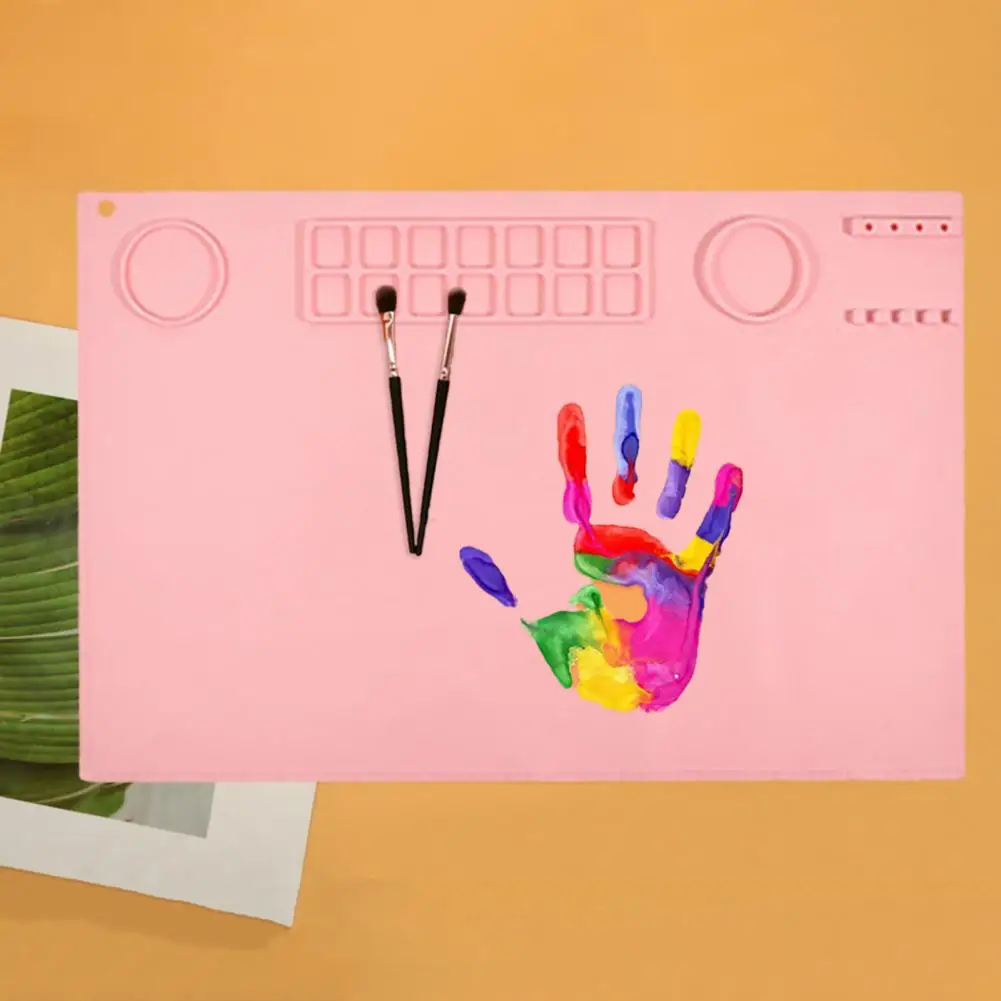 Paint Tray 1 Set Convenient Grooved Design Drawing Pad Fixed Folding Cup Painting Mat Waterproof Household Supply