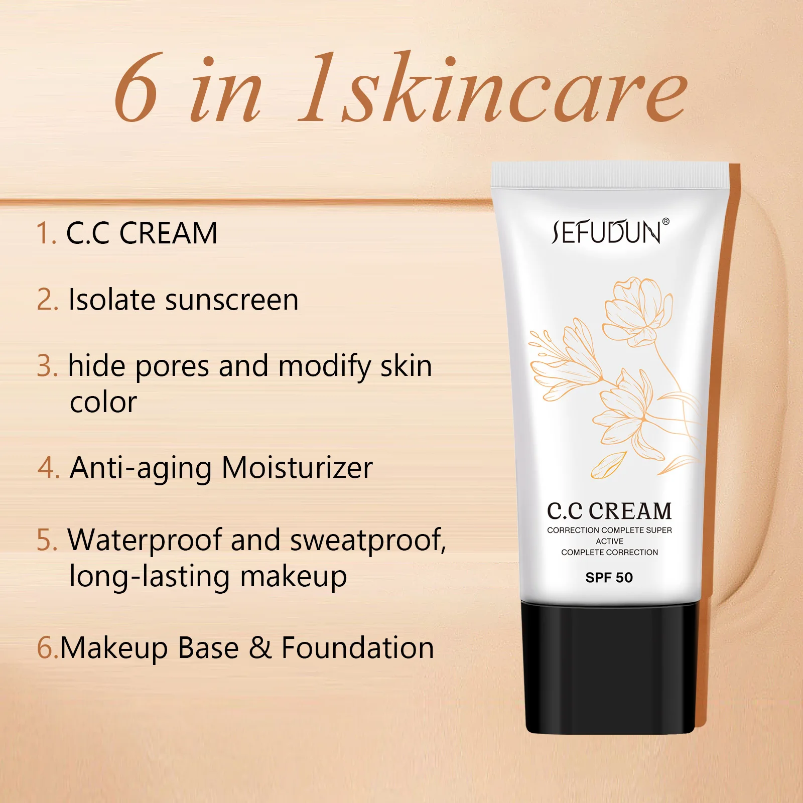30 مللي CC كريم Spf 50 برايمر للوجه ترطيب BB كريم تعديل لون البشرة خافي عيوب طبيعي تبييض كريم أساس سائل مستحضرات التجميل