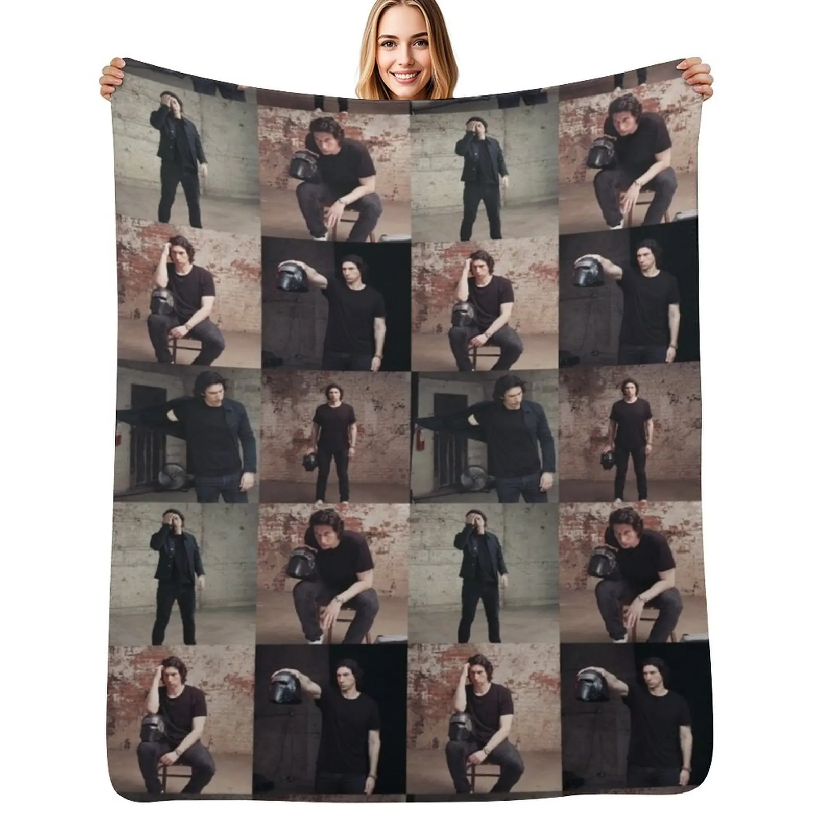 Adam Driver for Rolling Stone Grid Collage Throw Blanket Soft Sherpa Fleece Warm Blanket for Winter