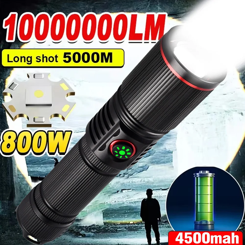 

Super Bright LED Flashlights High Lumens Rechargeable Zoom Torch Waterproof Flash Light 5Modes Powerful Camping Hiking Lantern